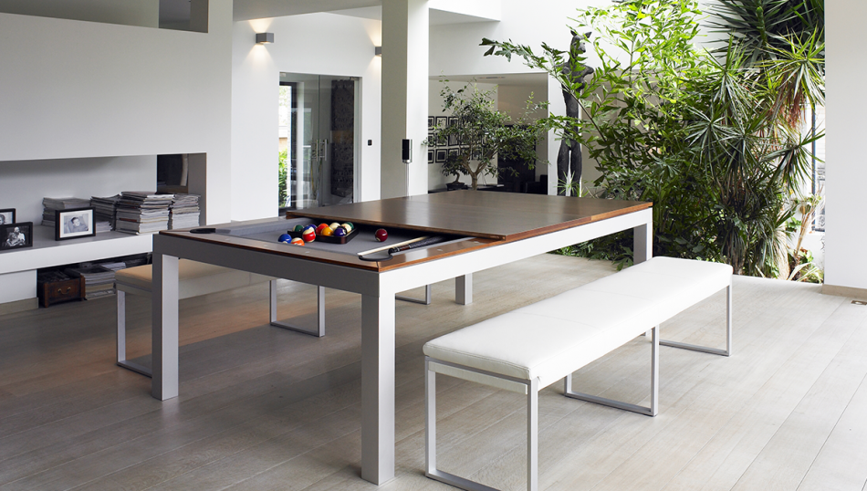 pool dining table benches